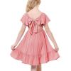 imageAmerican Trends Girls Dresses  Tie Back Summer Dress Ruffle Short Sleeve Square Neck Off Shoulder Size 415 YearsPink