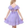 imageAmerican Trends Girls Dresses  Tie Back Summer Dress Ruffle Short Sleeve Square Neck Off Shoulder Size 415 YearsPurple