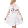 imageAmerican Trends Girls Dresses  Tie Back Summer Dress Ruffle Short Sleeve Square Neck Off Shoulder Size 415 YearsWhite
