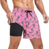 imageAmerican Trends Mens Swim Trunks with Compression Liner Qucik Dry Board Shorts 2 in 1 Mens Swimsuits5 Pink Pineapple