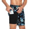 imageAmerican Trends Mens Swim Trunks with Compression Liner Qucik Dry Board Shorts 2 in 1 Mens Swimsuits7blue Palm Leaf