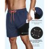imageAmerican Trends Mens Swim Trunks with Compression Liner Qucik Dry Board Shorts 2 in 1 Mens SwimsuitsNavy Blue