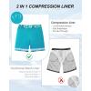 imageAmerican Trends Mens Swim Trunks with Compression Liner Qucik Dry Board Shorts 2 in 1 Mens SwimsuitsPalm Leaf