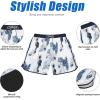 imageAmerican Trends Mens Swim Trunks with Compression Liner Qucik Dry Board Shorts 2 in 1 Mens SwimsuitsWhite Blue Leaf