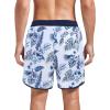 imageAmerican Trends Mens Swim Trunks with Compression Liner Qucik Dry Board Shorts 2 in 1 Mens SwimsuitsWhite Blue Leaf