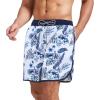 imageAmerican Trends Mens Swim Trunks with Compression Liner Qucik Dry Board Shorts 2 in 1 Mens SwimsuitsWhite Blue Leaf
