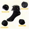 imageAmerican Trends Toddler Girls 3 Pairs Ruffle Socks Baby Cute Bowknot Lace Dress SocksBlack