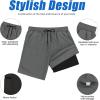 imageMens Bthing Suit 2 in 1 Quick Dry Swimming Trunks 7 Inch Inseam Shorts Mens Swim Trunks with Liner Grey XXL