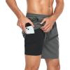 imageMens Bthing Suit 2 in 1 Quick Dry Swimming Trunks 7 Inch Inseam Shorts Mens Swim Trunks with Liner Grey XXL