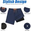 imageMens Swimming Trunks Quick Dry Shorts 7 Inch Bathing Suit for Mens Swim Trunks with Compression Liner Navy Blue XXL