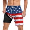 image4th of July Swim Trunks Men 7inch American Flag Compression Board Shorts Swimsuits Bathing Suit Swimwear