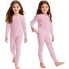 imageAmerican Trends 2 Set Thermal Underwear for Unisex Kids  Soft Toddler Base Layer for SkiingCold Weather Long Johns2 Sets Dark Pink
