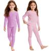 imageAmerican Trends 2 Set Thermal Underwear for Unisex Kids  Soft Toddler Base Layer for SkiingCold Weather Long Johns2 Sets PurpleDark Pink