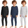 imageAmerican Trends 3 Set Thermal Underwear for Unisex Kids  Toddler Base Layer Winter Long Johns for Boys Girls3 Sets BlackNavyLight Grey
