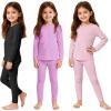 imageAmerican Trends 3 Set Thermal Underwear for Unisex Kids  Toddler Base Layer Winter Long Johns for Boys Girls3 Sets BlackPurpleDark Pink