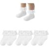imageAmerican Trends Toddler Girls 3 Pairs Ruffle Socks Baby Cute Bowknot Lace Dress SocksWhite