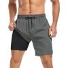 imageMens Bthing Suit 2 in 1 Quick Dry Swimming Trunks 7 Inch Inseam Shorts Mens Swim Trunks with Liner Grey XXL