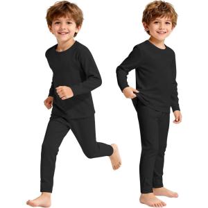 imageAmerican Trends 2 Set Thermal Underwear for Unisex Kids  Soft Toddler Base Layer for SkiingCold Weather Long Johns2 Sets Black