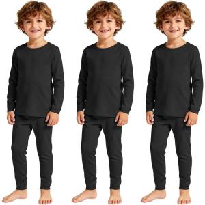 imageAmerican Trends 3 Set Thermal Underwear for Unisex Kids  Toddler Base Layer Winter Long Johns for Boys Girls3 Sets Black