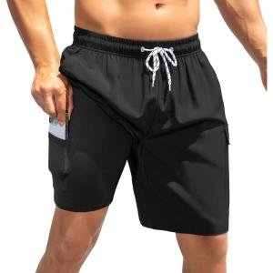imageAmerican Trends Mens Swim Trunks with Compression Liner Board Shorts for Men Quick Dry Swimsuits Bathing Suit Swimwear9 Black