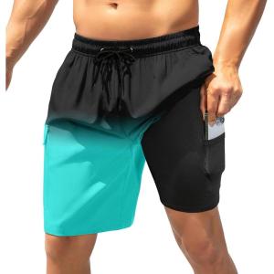 imageAmerican Trends Mens Swim Trunks with Compression Liner Board Shorts for Men Quick Dry Swimsuits Bathing Suit Swimwear9 Blueblack Gradient