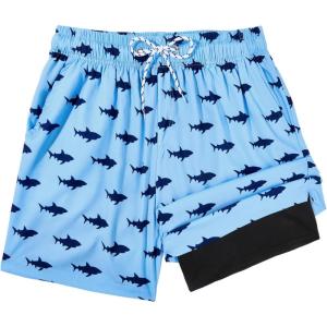 imageAmerican Trends Mens Swim Trunks with Compression Liner Qucik Dry Board Shorts 2 in 1 Mens Swimsuits5 Black Shark Blue