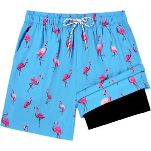 imageAmerican Trends Mens Swim Trunks with Compression Liner Qucik Dry Board Shorts 2 in 1 Mens Swimsuits5 Sky Blue Flamingo