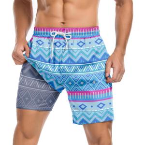 imageAmerican Trends Mens Swim Trunks with Compression Liner Qucik Dry Board Shorts 2 in 1 Mens Swimsuits7fair Isle