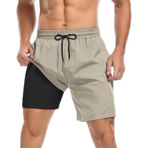 imageAmerican Trends Mens Swim Trunks with Compression Liner Qucik Dry Board Shorts 2 in 1 Mens Swimsuits7khaki Green