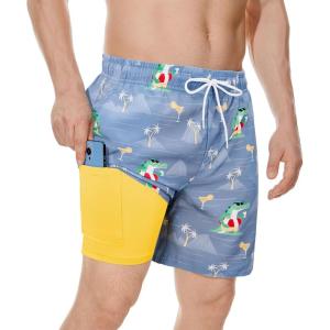imageAmerican Trends Mens Swim Trunks with Compression Liner Qucik Dry Board Shorts 2 in 1 Mens SwimsuitsCrocodile