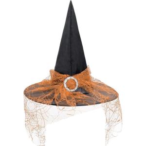 imageAmerican Trends Halloween Witch Hats for Women Adult Lace Kids Witch Hat Halloween Costume AccessoriesLace Orange