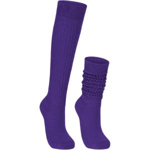 imageAmerican Trends Winter Knee High Slouch Socks for Women Soft Extra Long Scrunch Sock Slouch Boot Socks1 Pair Dark Purple