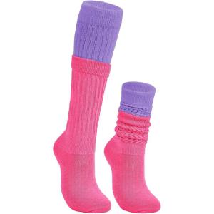 imageAmerican Trends Winter Knee High Slouch Socks for Women Soft Extra Long Scrunch Sock Slouch Boot Socks1 Pair Rose Redlight Purple