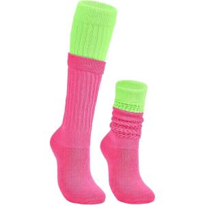 imageAmerican Trends Winter Knee High Slouch Socks for Women Soft Extra Long Scrunch Sock Slouch Boot Socks1 Pair Rose Redneon Green