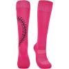 imageAmerican Trends Girls Softball Socks with Stitches 3 Pairs Youth Athletic Socks for Soccer Baseball Softball FootballRose Red  Yellow  Blue