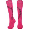 imageAmerican Trends Girls Softball Socks with Stitches 3 Pairs Youth Athletic Socks for Soccer Baseball Softball FootballRose Red