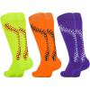 imageAmerican Trends Girls Softball Socks with Stitches 3 Pairs Youth Athletic Socks for Soccer Baseball Softball FootballOrange  Yellow  Purple