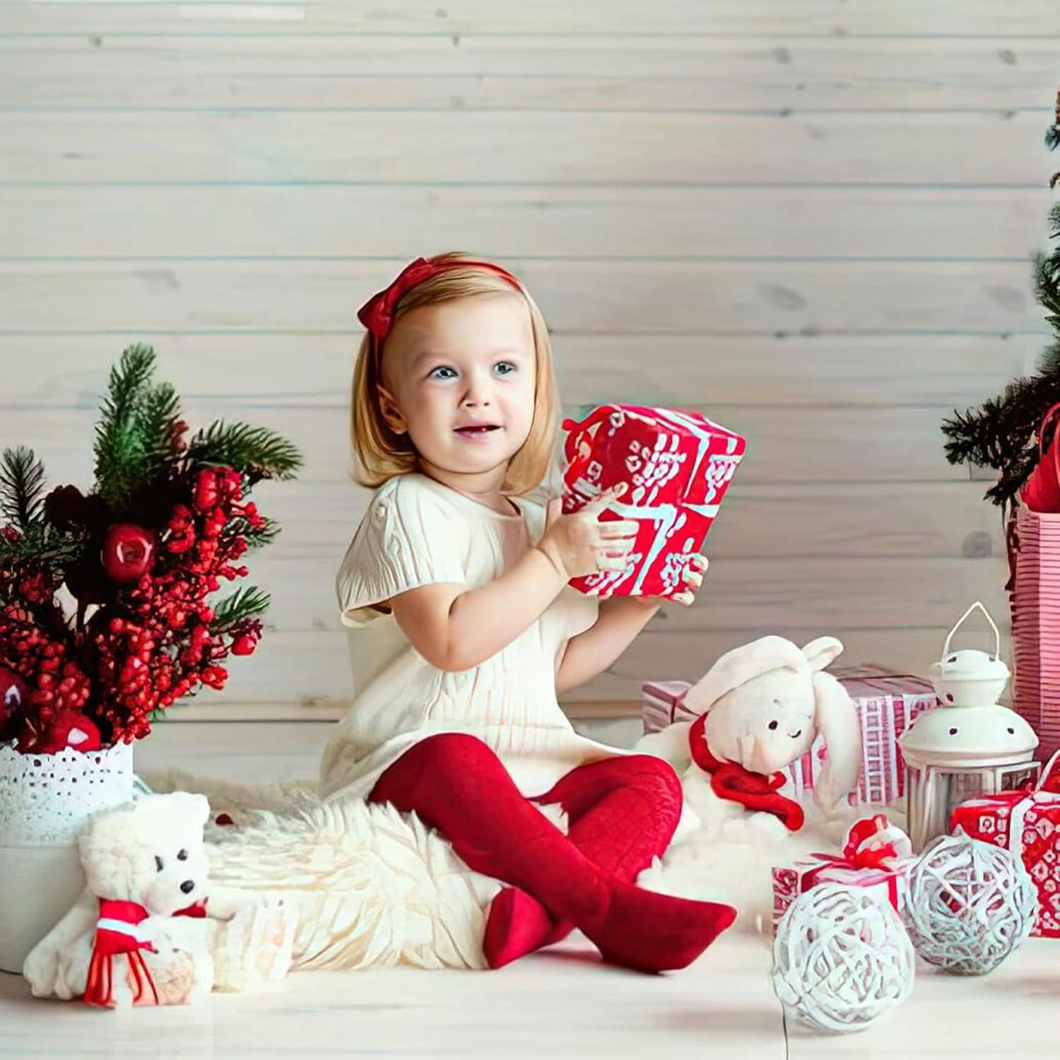 imageAmerican Trends Baby Knee High Socks  Girls ampamp Boys Newborn to Toddlers  Ruffled Tube SocksE 5 Pack Christmas Bow Knot