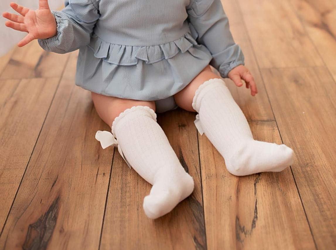 imageAmerican Trends Baby Knee High Socks  Girls ampamp Boys Newborn to Toddlers  Ruffled Tube SocksE 5 Pack Cute Bow Knot