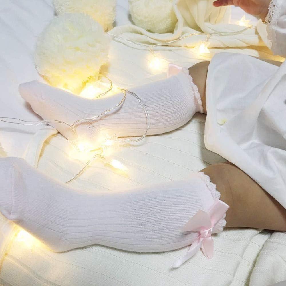 imageAmerican Trends Baby Knee High Socks  Girls ampamp Boys Newborn to Toddlers  Ruffled Tube SocksE 5 Pack Cute Bow Knot