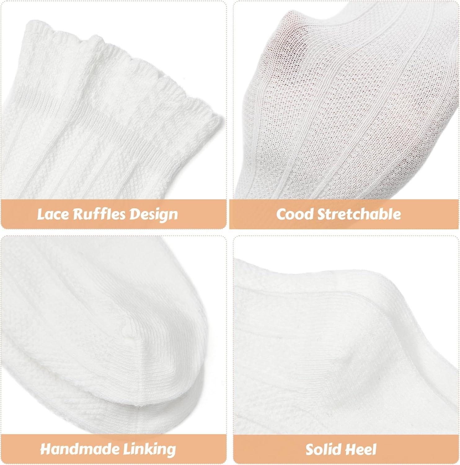 imageAmerican Trends Baby Knee High Socks  Girls ampamp Boys Newborn to Toddlers  Ruffled Tube SocksG 1 Pack White