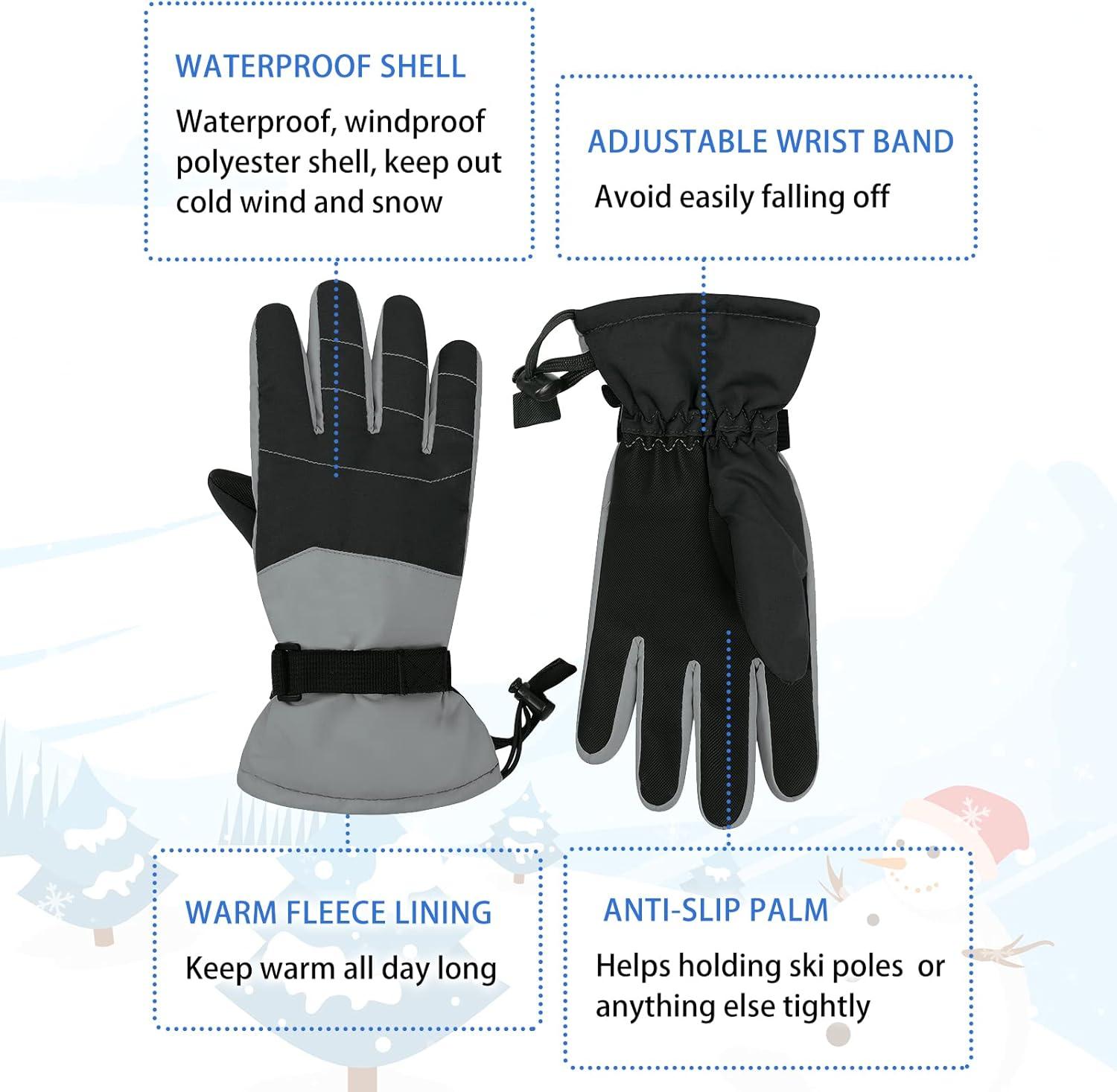imageAmerican Trends Kids Waterproof Winter Gloves Warm Snow Gloves Boys Girls Ski Gloves Toddler Mittens WindproofZ Blue