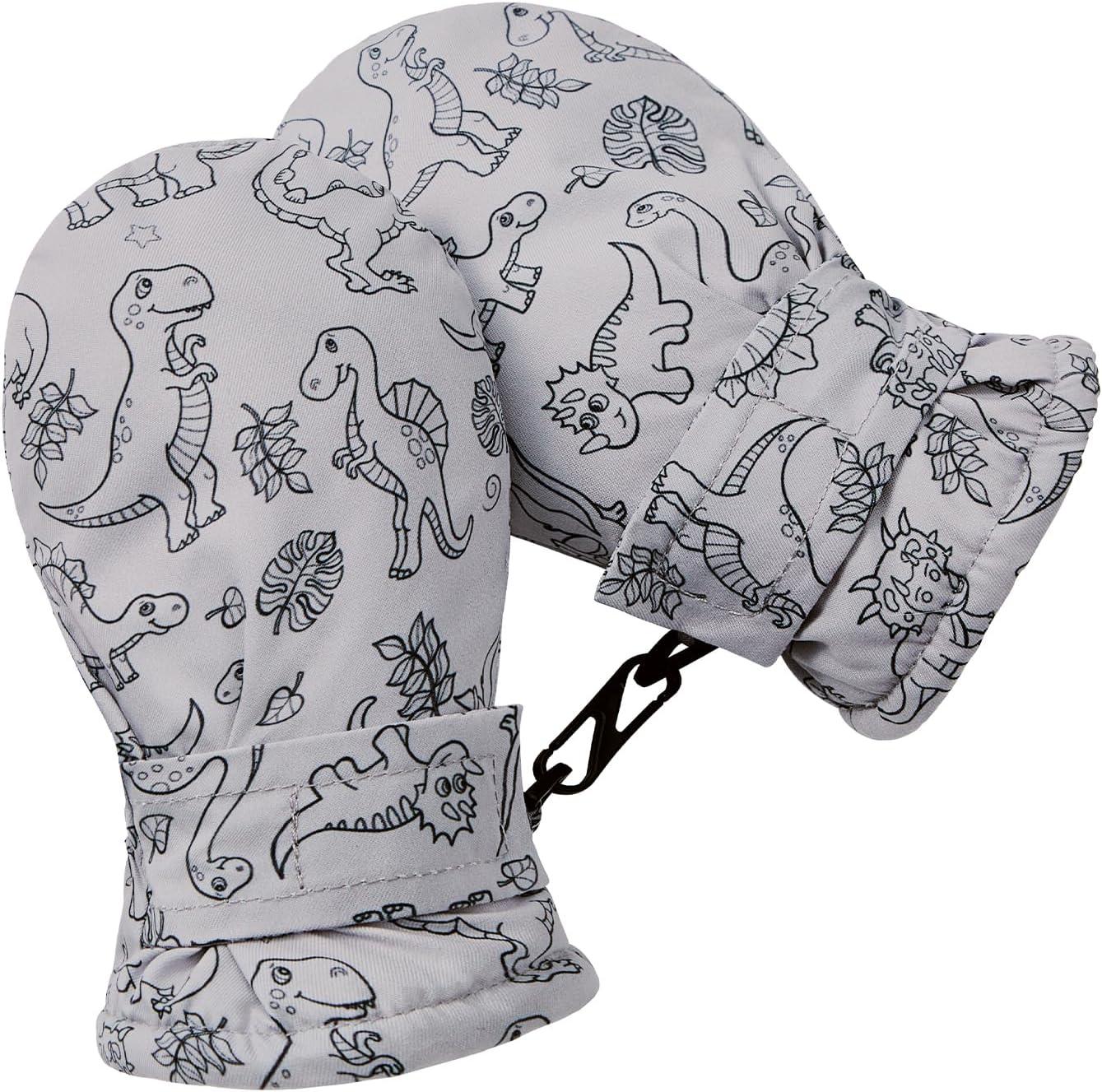 imageAmerican Trends Lined Fleece Toddler Mittens Winter Warm Gloves Child Ski Waterproof Snow Baby Mittens for Boys GirlsBaby Grey Print