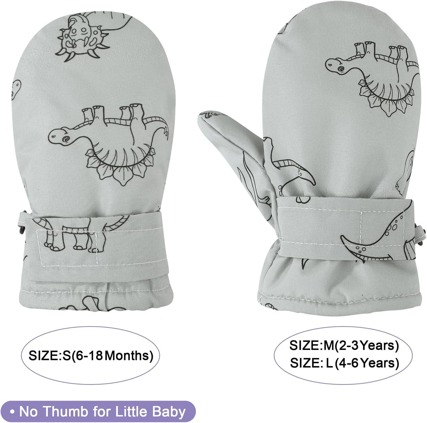 imageAmerican Trends Lined Fleece Toddler Mittens Winter Warm Gloves Child Ski Waterproof Snow Baby Mittens for Boys GirlsBaby Grey Print