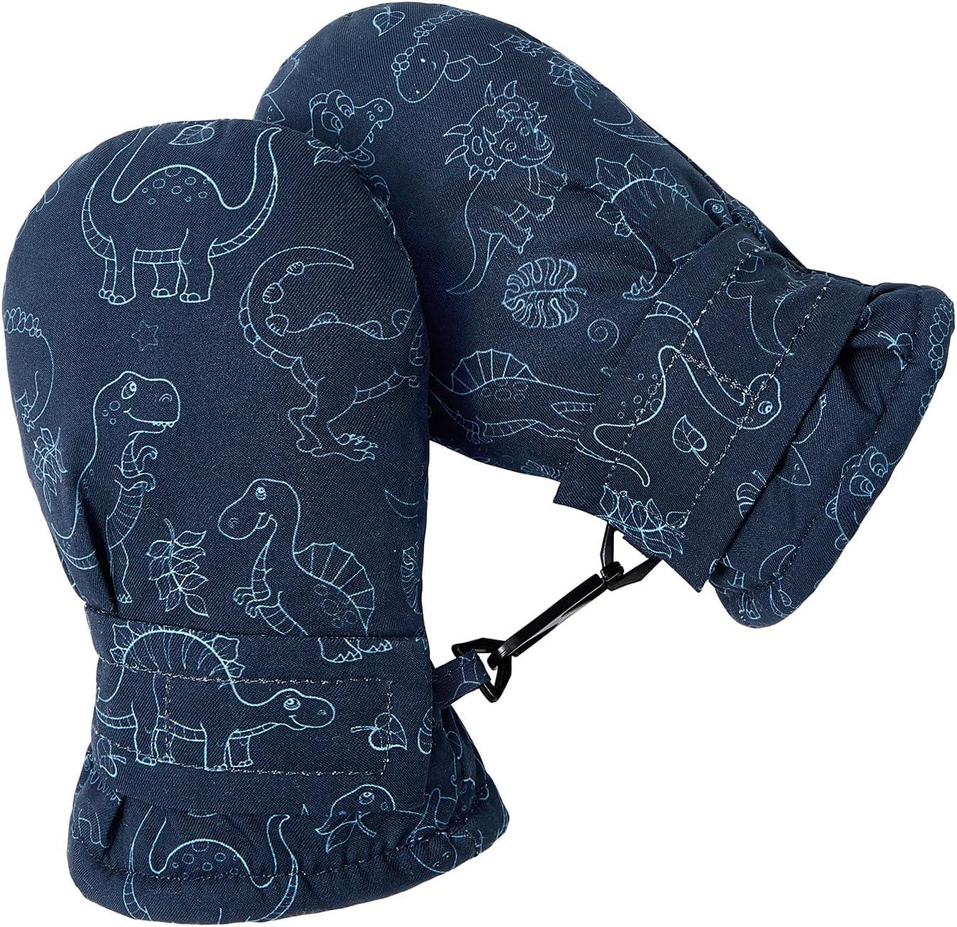 imageAmerican Trends Lined Fleece Toddler Mittens Winter Warm Gloves Child Ski Waterproof Snow Baby Mittens for Boys GirlsBaby Navy Print