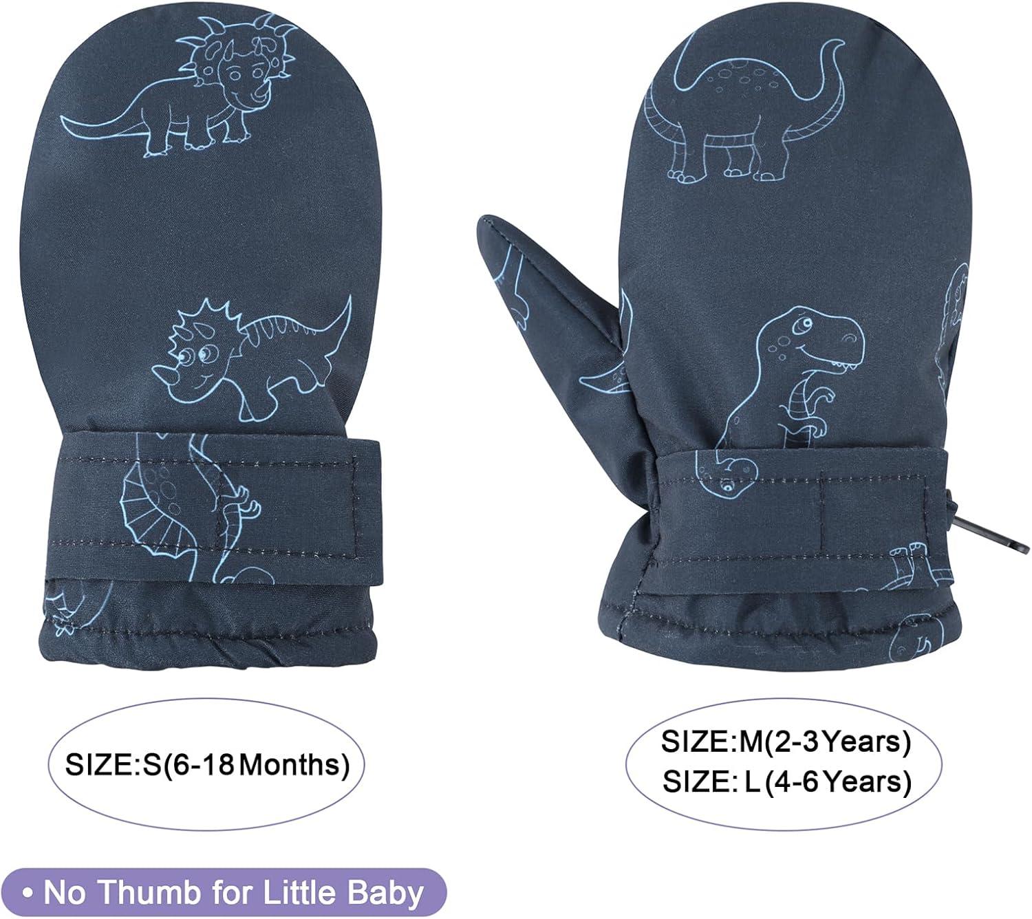 imageAmerican Trends Lined Fleece Toddler Mittens Winter Warm Gloves Child Ski Waterproof Snow Baby Mittens for Boys GirlsBaby Navy Print