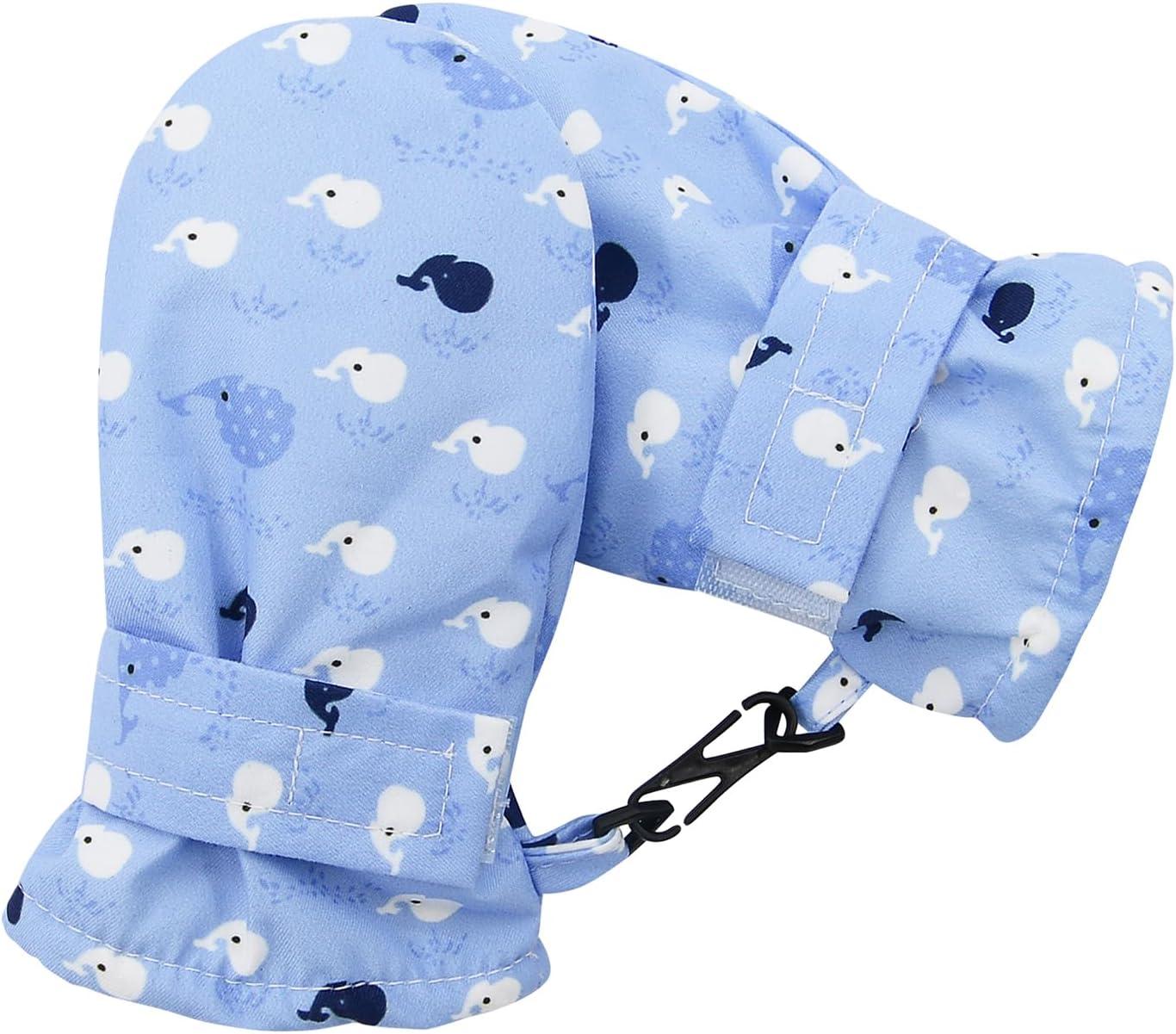 imageAmerican Trends Lined Fleece Toddler Mittens Winter Warm Gloves Child Ski Waterproof Snow Baby Mittens for Boys GirlsLight Blue