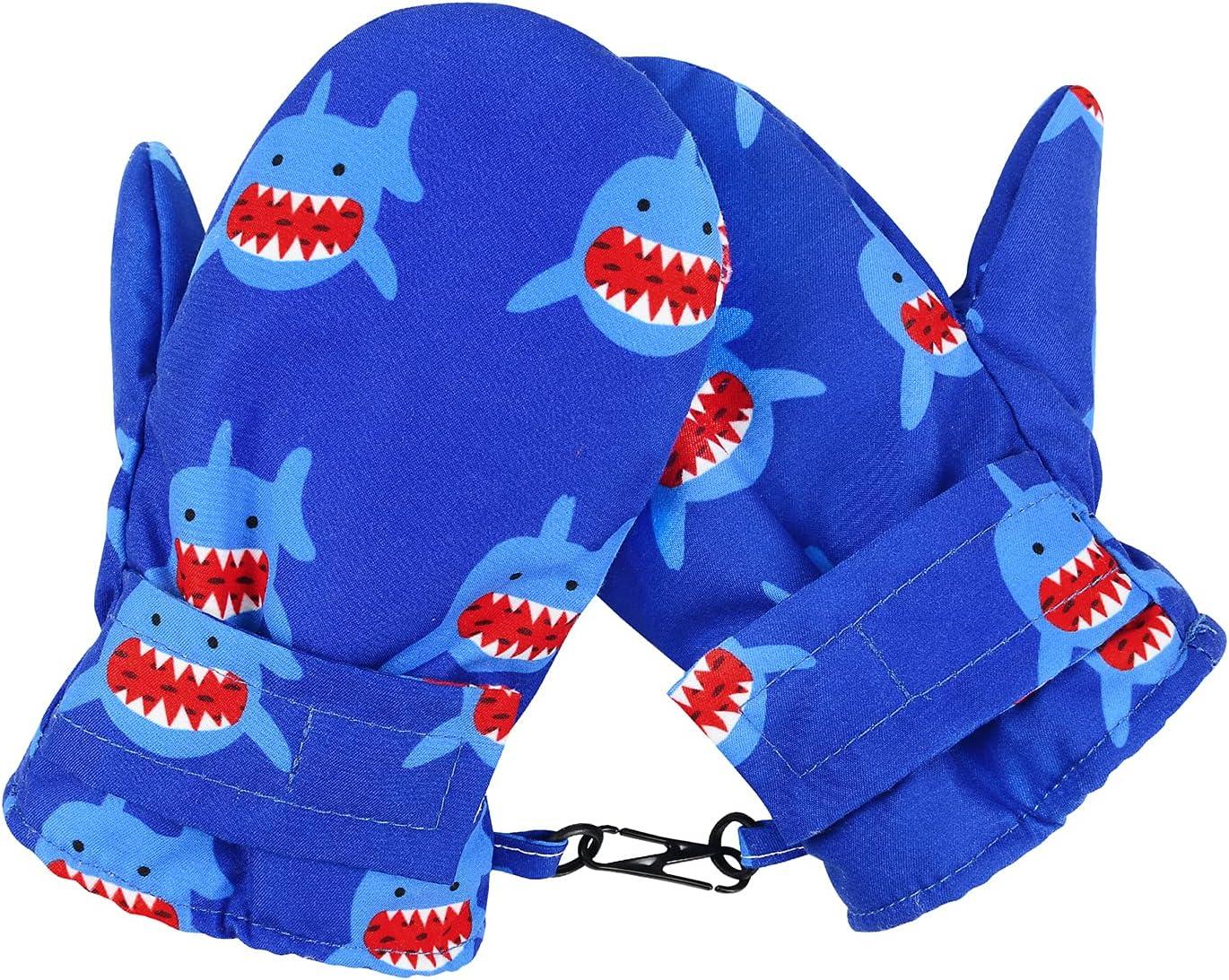 imageAmerican Trends Lined Fleece Toddler Mittens Winter Warm Gloves Child Ski Waterproof Snow Baby Mittens for Boys GirlsLittle Shark