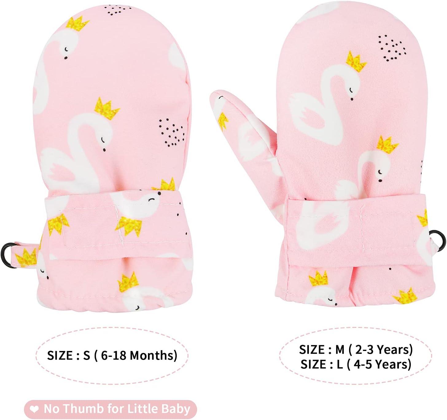 imageAmerican Trends Lined Fleece Toddler Mittens Winter Warm Gloves Child Ski Waterproof Snow Baby Mittens for Boys GirlsSwan