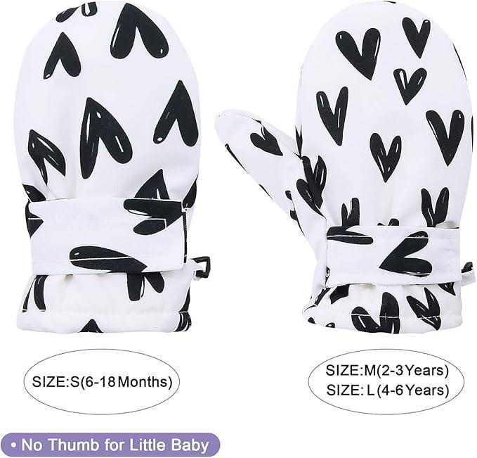 imageAmerican Trends Lined Fleece Toddler Mittens Winter Warm Gloves Child Ski Waterproof Snow Baby Mittens for Boys GirlsWhite